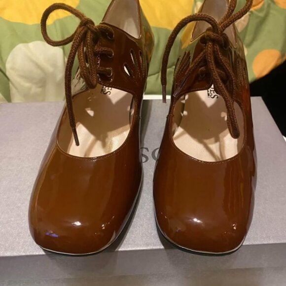 Brown Maryjane Retro Mod Kitten Heel Patent Leather - Picture 4 of 5